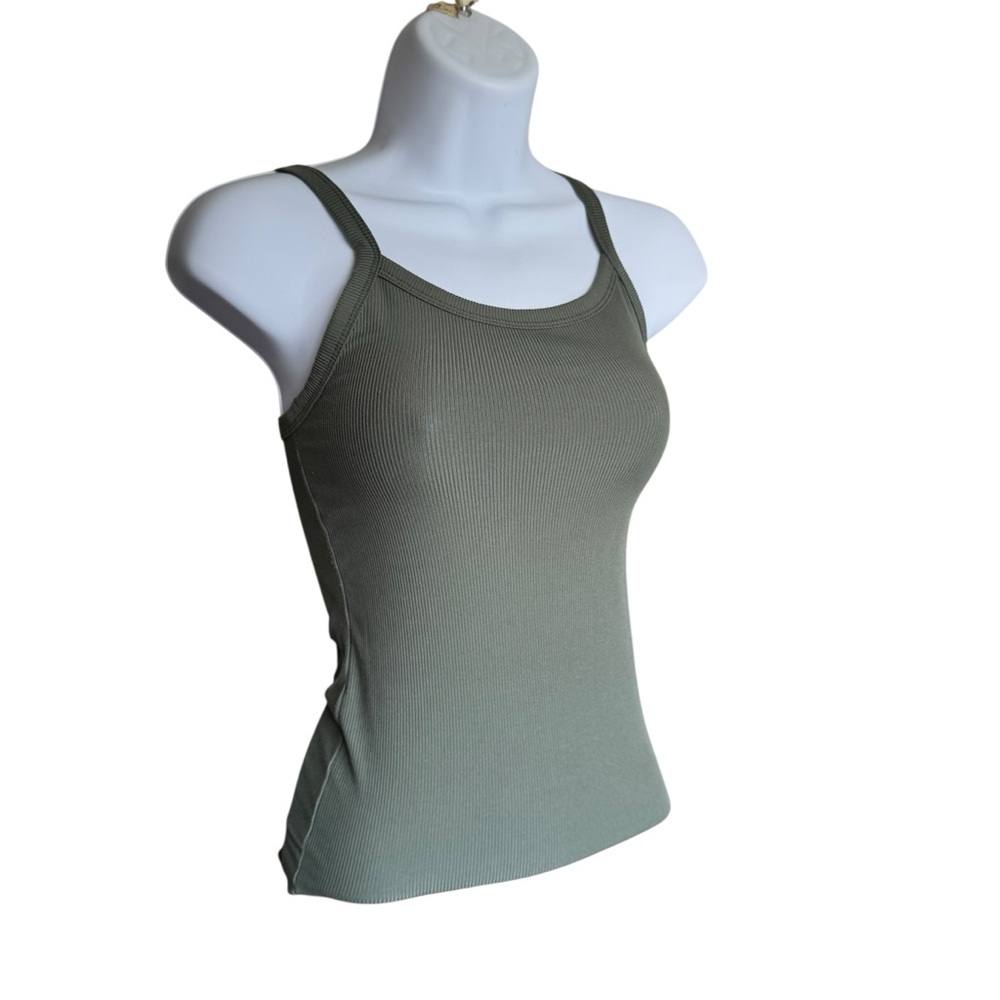 No Boundaries Olive Green Ribbed Tank Top